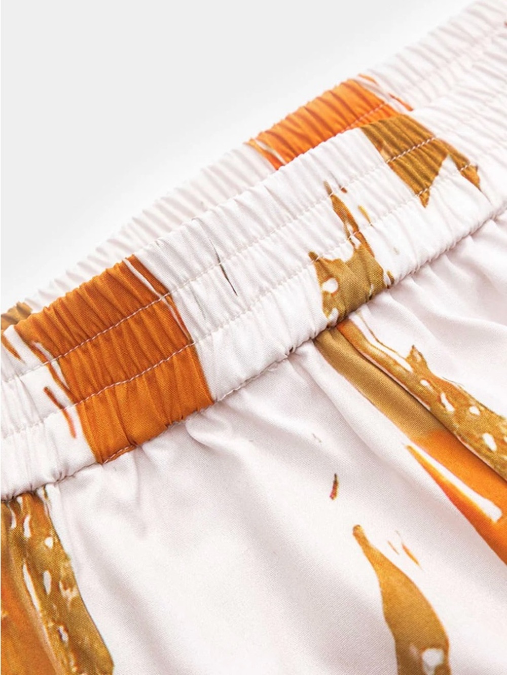 Abstract Printed High Waist Trouser Pants in Cream and Brown - Picture 3 of 3